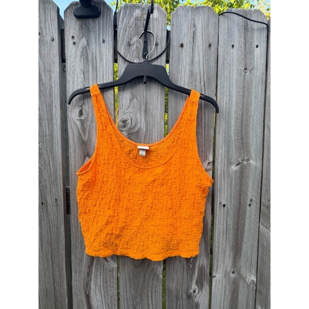 A New Day Womens Orange Popcorn Textured Scoop Neck Tank Top Size L